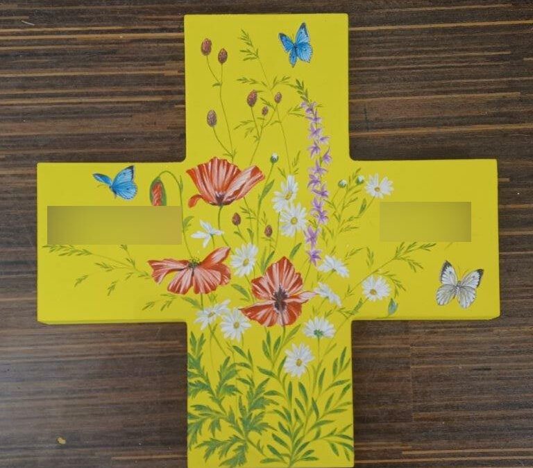 Übergangskreuz Blumenwiese auf Gelb
