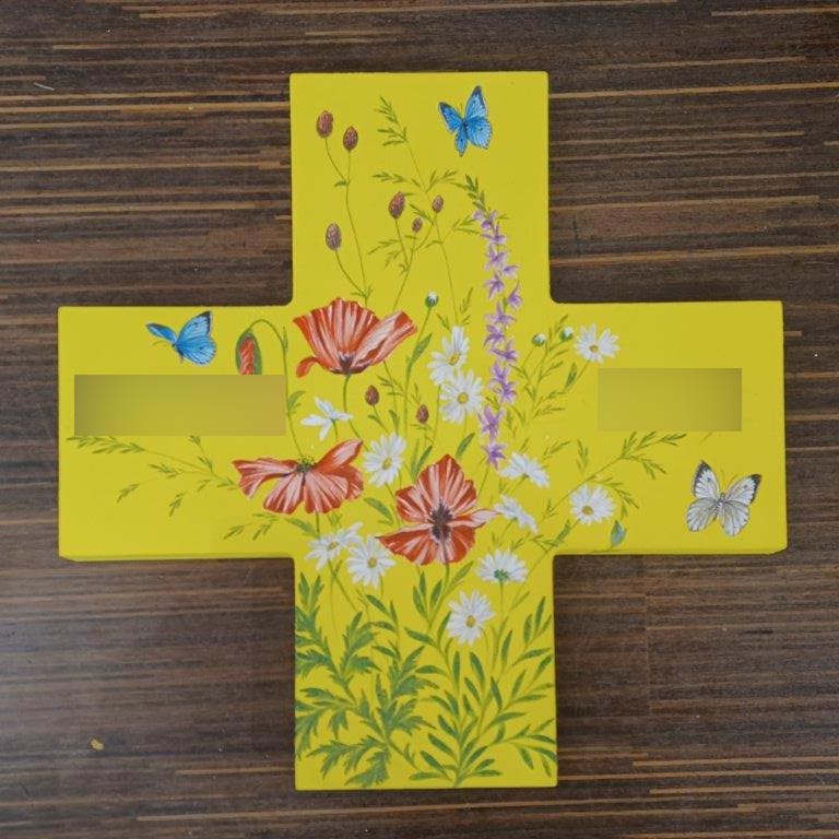 Übergangskreuz Blumenwiese auf Gelb